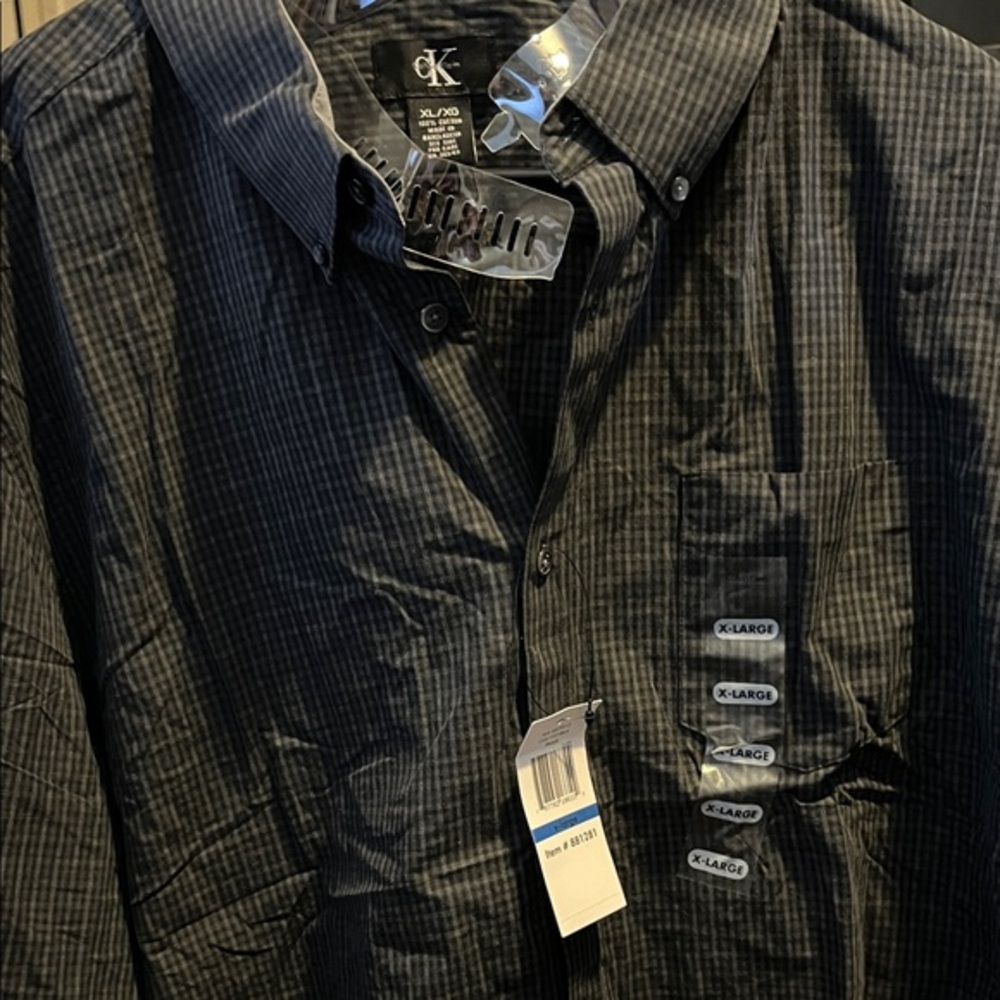 Calvin Klein Dark Gray Plaid Shirt